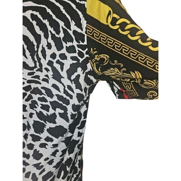 Reason Clothing Brand Large Shirt Black Gold Cuban Links Zebra Floral Print - Picture 6 of 14